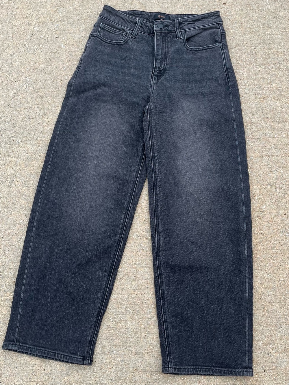 Quince bella barrel jeans charcoal black womens 28